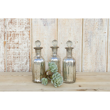 Apothecary Style Silvered Glass Bottle