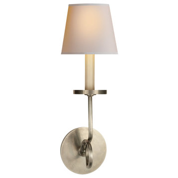 Symmetric Twist Single Sconce in Antique Nickel with Natural Paper Shade