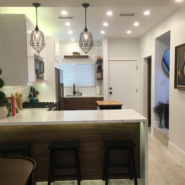 Small walnut kitchen with IKEA and Semihandmade