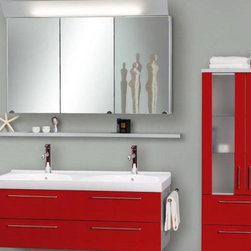 Bauformat - 48" Badea-4835 High-gloss Red Wall-mounted Double Bathroom Vanity - Products