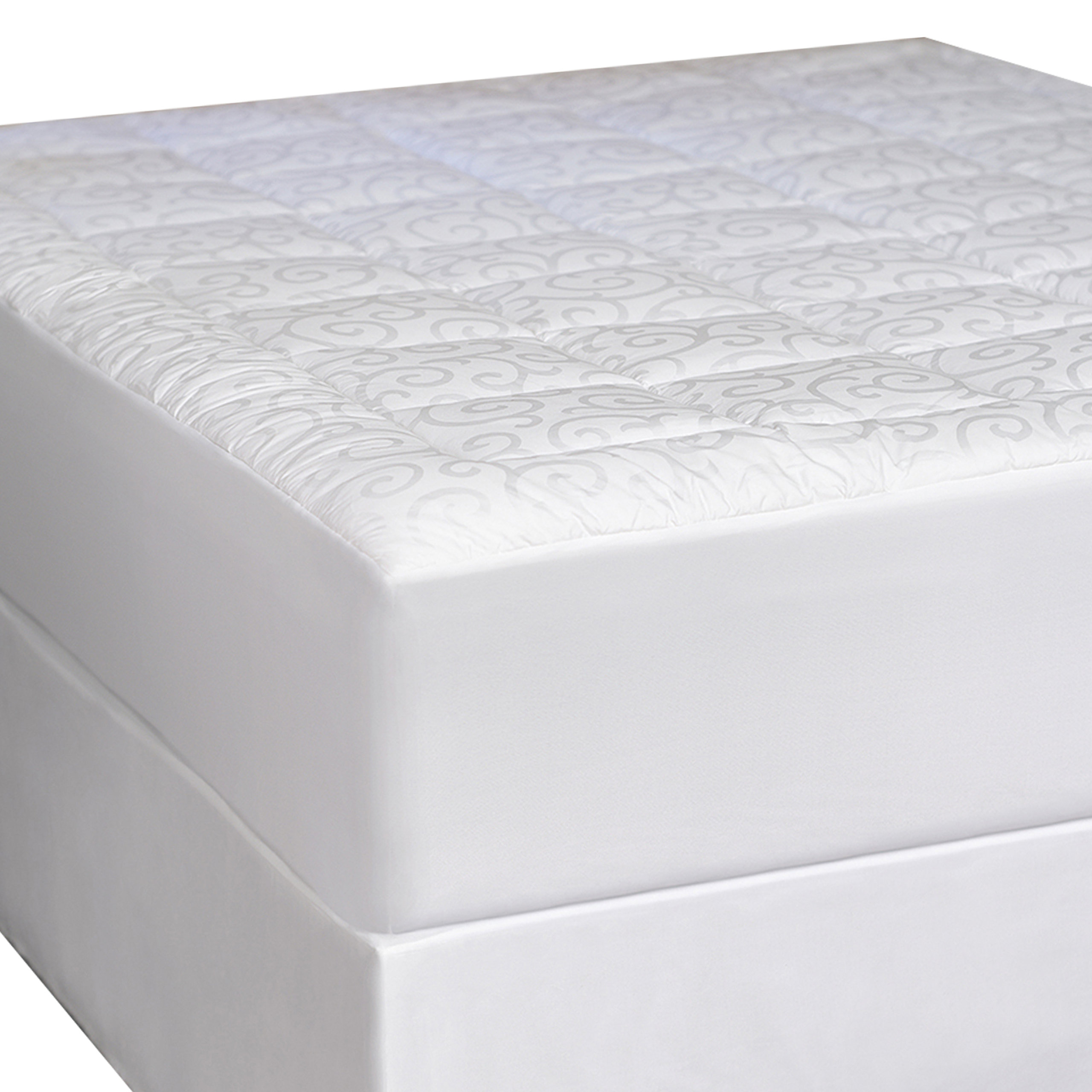 Candice Olson Waterproof Jacquard Scroll Mattress Pad, White, Full ...