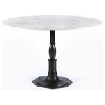 Four Hands - Lucy Round Dining Table-Marble/Carbo - French industrial meets dining table. Beautifully detailed, 8-sided cast iron pedestal supports a dramatic white marble top with a bull-nosed edge.