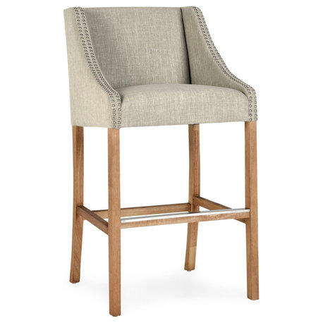 Castaic Stool by Kosas Home, French Beige, Bar Height