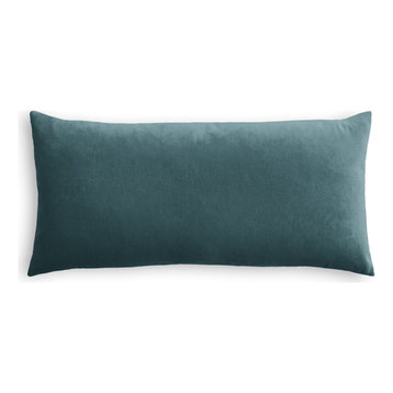 Velvet Lumbar Pillow, Teal, 12" X 18"