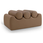 Meridian Furniture - Rumble Upholstered Bench, Brown, 32" W x 22" D x 16.5" H, Vegan Leather - Discover the Rumble brown vegan leather bench, featuring a sleek, soft feel that adds a touch of contemporary elegance to any room. This stylish bench offers three removable bolster pillow seats for enhanced comfort and versatility. Its modern design seamlessly blends with various decor styles, making it a versatile choice for your entryway, living room, or bedroom.