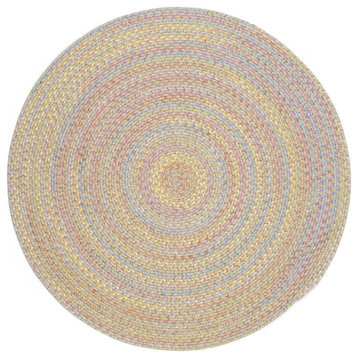 Hipster Kids and Playroom Braided Rug Sand Beige Multi 4' Round