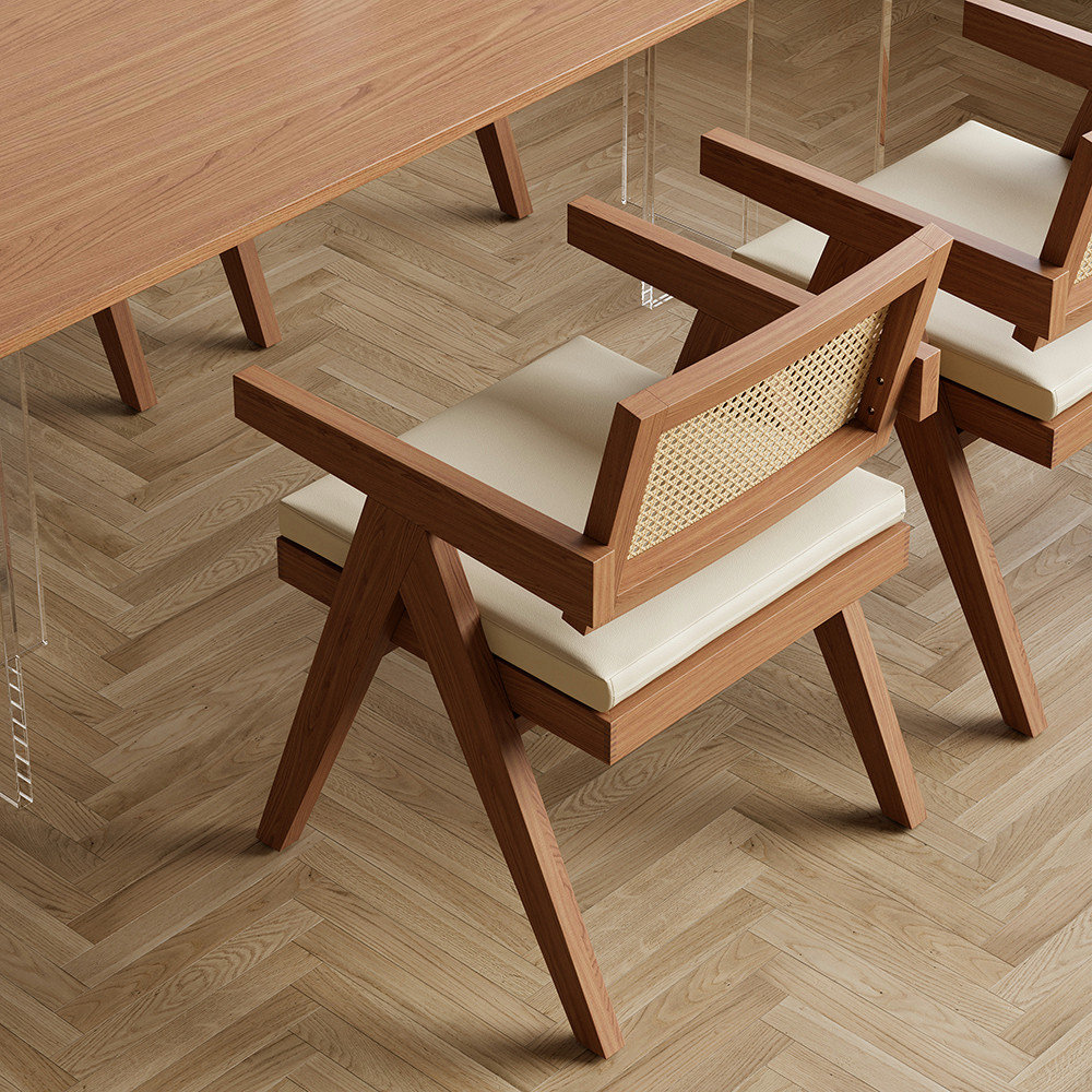 Archic Walnut Japandi Rattan Dining Chair With Solid Wood Frame, With ...