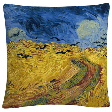 Vincent Van Gogh 'Wheatfield With Crows' 16"x16" Decorative Throw Pillow