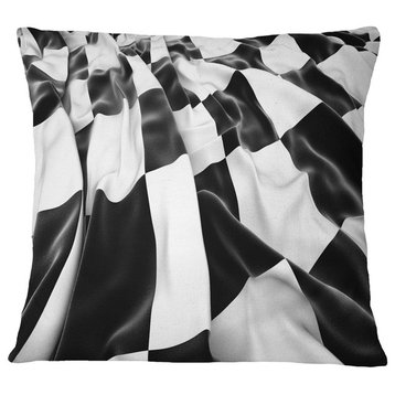 3D Checkered Flag Abstract Throw Pillow, 18"x18"