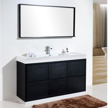 KubeBath Bliss 60" Black Single Sink Free Standing Modern Bathroom Vanity