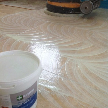 Travertine Tiled Floor Stripped and Polished in Great Wilbraham