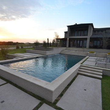 Aledo Contemporary Pool with Terraces