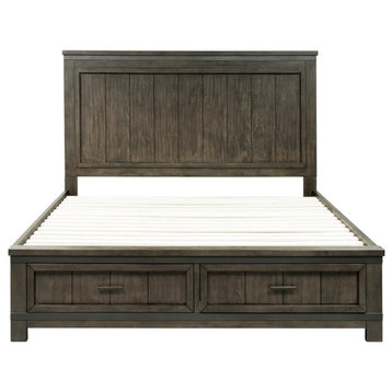 King Storage Bed (759-BR-KSB), Rock Beaten Gray Finish with Saw Cuts