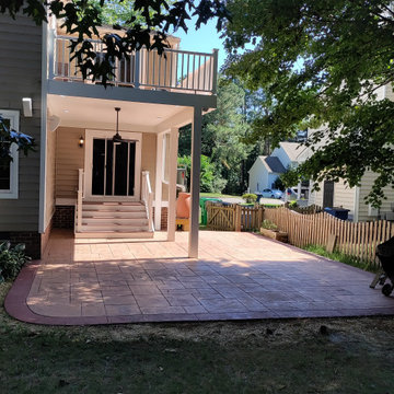 Redesigned patio with addition of 2nd story deck