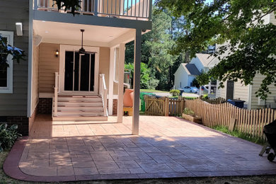 Redesigned patio with addition of 2nd story deck