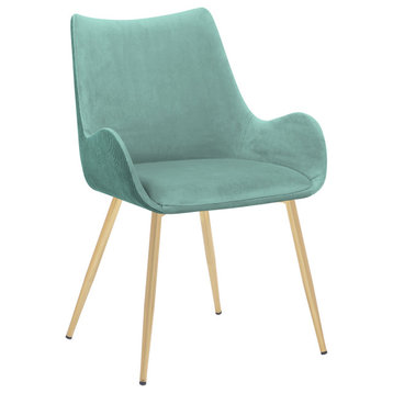 Avery Fabric Dining Room Chair With Gold Legs, Teal