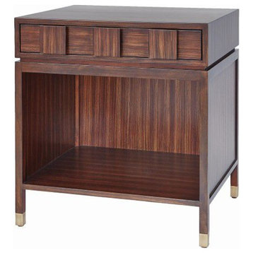 MidCentury Modern Wood Block Accent Table  Cube Zebra Wood Stripe Square Drawer