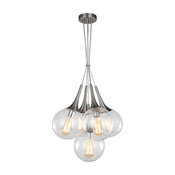 Alicia 5-Light Tight Pendant Cluster, ST64 Bulb, Satin Nickel