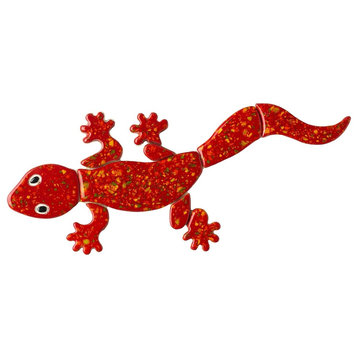 Leopard Gecko Ceramic Swimming Pool Mosaic 12"x5", Red