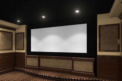 Example of a trendy home theater design in San Francisco