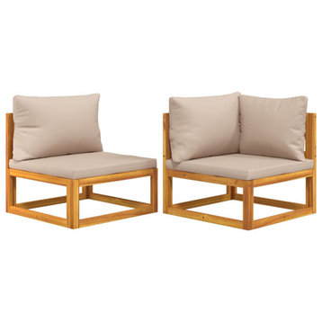 vidaXL Patio Furniture Set 2 Piece Loveseat with Cushions Solid Wood Acacia