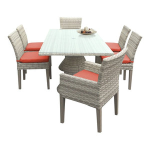 Fairmont 7 Piece Rectangular Outdoor Dining Table With Chair Tangerine By TKClassics Fairmont 7 Piece Rectangular Outdoor Dining Table With Chair Tangerine By TKClassics