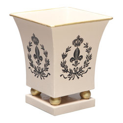 Black Fleur de Lis Square Cachepots - Area Rugs