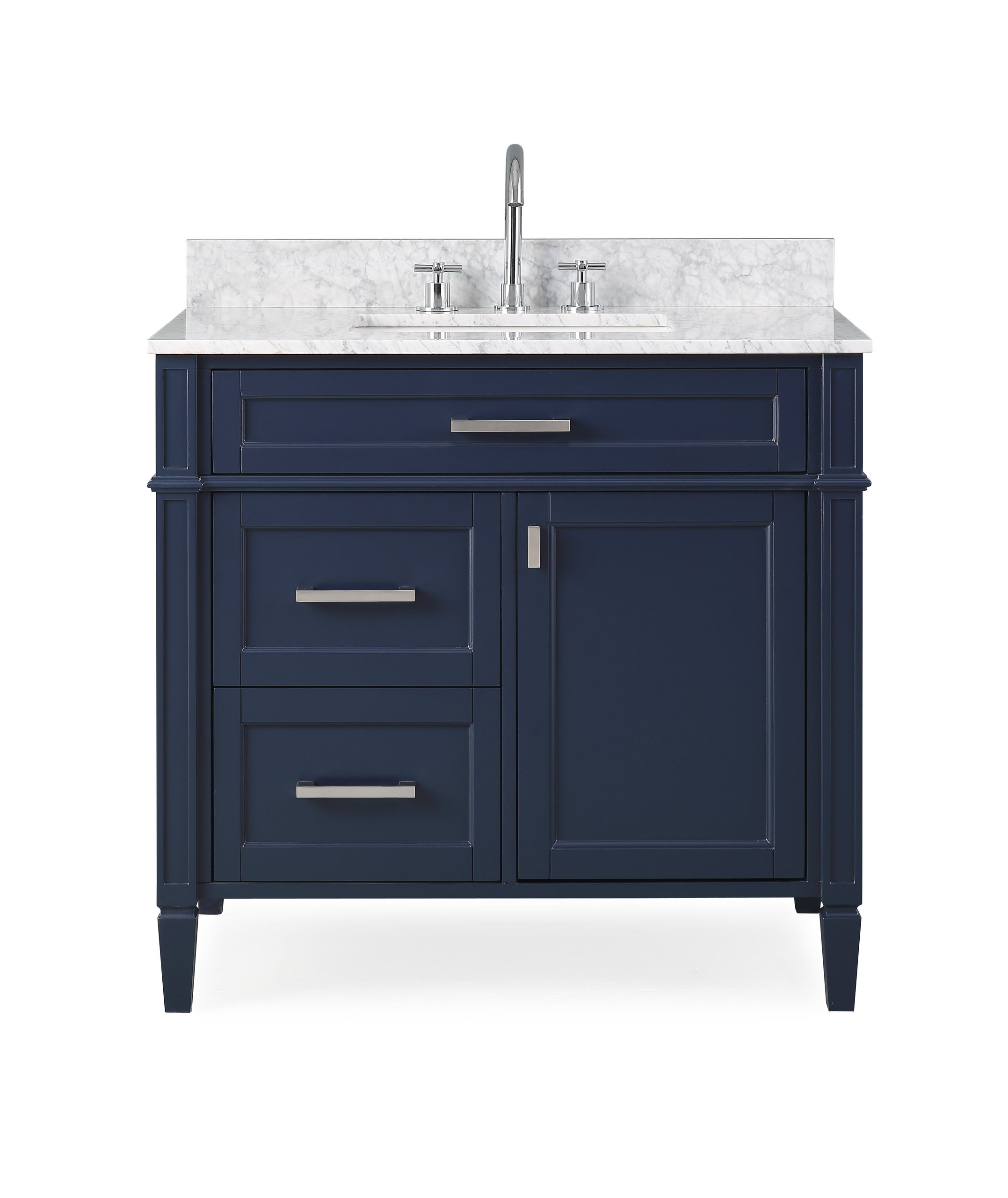 36 Inch Durand Modern Navy Blue Bathroom Sink Vanity with Stone Counter