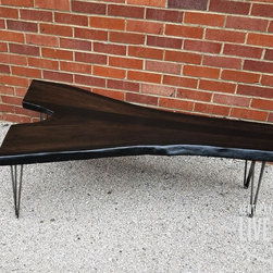 Walnut Coffee Table- Live Edge- Long Coffee Table- Java- Black- Steel- Industria - Coffee Tables