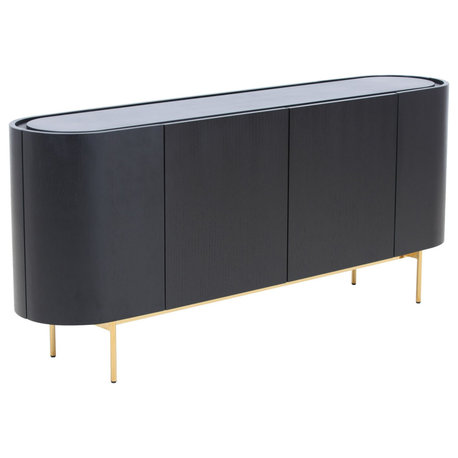 Modrest Bowie Mid-Century Black Oak, Brass Buffet