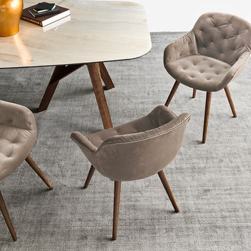 Igloo Soft Chair - Smoke Ash Wood Frame - Ebony Vintage Seat