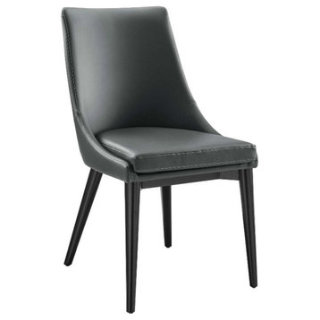 Modway Viscount Solid Wood and Vegan Leather Dining Chair in Gray