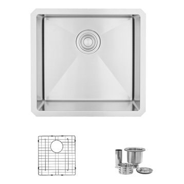 STYLISH 19"L x 18"W Undermount Kitchen Sink Single Bowl with Grid and Strainer