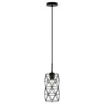 EGLO - Estevau 2 1-Light Mini Pendant - The Estevau 2 Mini Pendant Light by Eglo  has been designed to give your home a fascinating glow. This unique pendant light is accented with a metal cylindrical cage shade that help the glowing bulb shine through. The matte black finish is featured throughout to bring it a warm, transitional look and feel