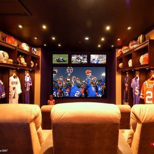 This is an example of a modern home cinema in Portland Maine.