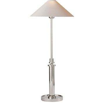 Hargett Buffet Lamp, 1-Light, Polished Nickel, Natural Paper Shade, 29"H