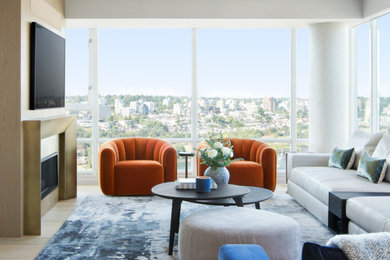 Example of a trendy living room design in Vancouver