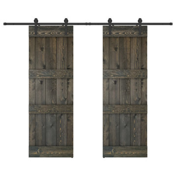Solid Wood Barn Door, Made in USA, Hardware Kit, DIY, Ebony, 56x84"