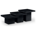 Meridian Furniture - Spencer Oak Veneer Coffee Table, Black, 12" H, 15" H and 18" H, 3 Piece - Indulge in the allure of the Black Oak Veneer Spencer Modular Coffee Table by Meridian Furniture. Its captivating design and luxurious Black Oak Veneer elevate any space with effortless elegance. Crafted with precision and durability in mind, this stunning piece becomes the focal point of gatherings, fostering moments of connection and warmth. Embrace sophistication and style with the Spencer Modular Coffee Table, a testament to exquisite taste and timeless beauty.