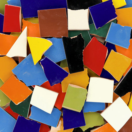 Broken Talavera Mexican Tile in Mixed Solid Color Tiles, 10 Pounds