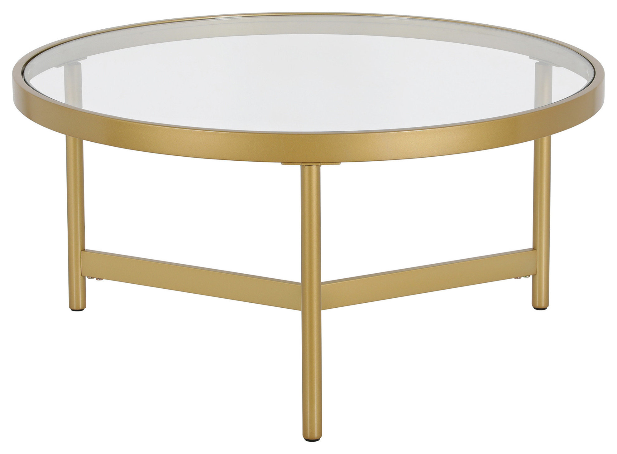 32" Gold Glass Round Coffee Table - Contemporary - Coffee Tables - by ...