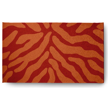Animal Stripe  Design Chenille Area Rug, Orange, 2'x3'
