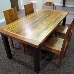 Custom Reclaimed Teak & Steel Dining Table - Dining Chairs