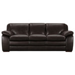 Armen Living - Zanna Modern Hardwood and Dark Brown Leather Sofa - The Armen Living Zanna contemporary genuine leather sofa is a sleek and stylish addition to any modern household. Designed to provide the utmost degree of comfort without compromising on quality, the Zanna sports a genuine cowhide leather upholstered frame supported by high resistant foam and Dacron fiber padding. This combination of materials accentuates the sophistication of the piece while assuring its longevity. The Dacron fiber is specifically added to the plush foam padding to prevent wrinkles and cracks through prolonged use. The Zanna's low brown hardwood legs provide the perfect accent to the elegant design of this exceptional sofa. An excellent choice for the living room, the Zanna sofa is perfect when paired with the Zanna chair and loveseat. Available in exquisite dark brown genuine leather.