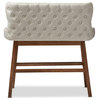 Gradisca Fabric Button-Tufted Upholstered Bar Bench Banquette, Light Beige