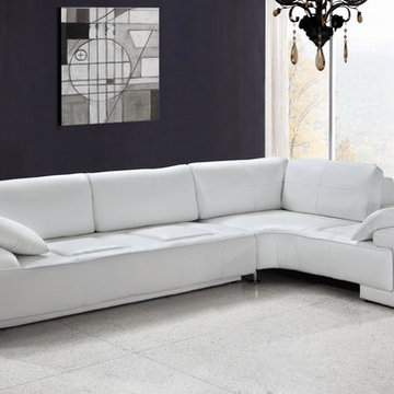 White Leather Modern Sectional Sofa