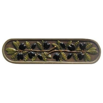 Olive Branch Pull, Hand-Tinted Brass