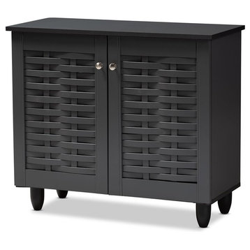 Winda Dark Gray 2-Door Wooden Entryway Shoe Storage Cabinet