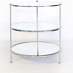 Worlds Away Furniture Worlds Away 3-tier round nickel plated table with mirror s - Side Tables And End Tables