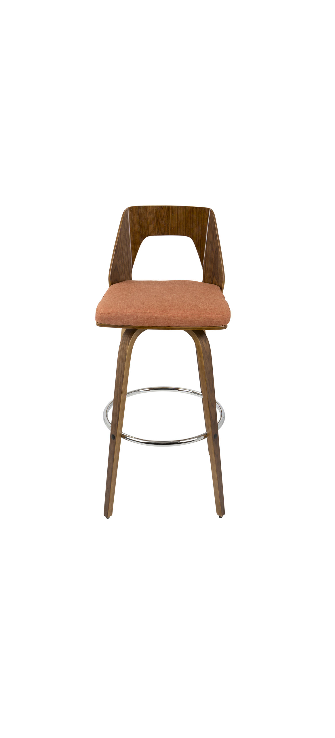 LumiSource Trilogy Barstool, Walnut and Orange, Set of 2